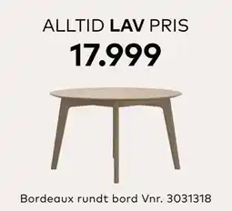 Skeidar Bordeaux rundt bord, NOK 17999 tilbud