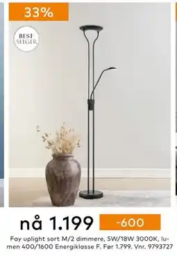 Skeidar Fay uplight sort, NOK 1199 tilbud