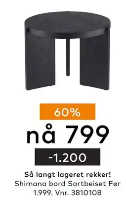 Skeidar Shimana bord, NOK 799 tilbud