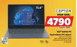 POWER 15,6 bærbar PC, NOK 4790 tilbud