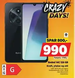 POWER Redmi 14C 128 GB, NOK 990 tilbud