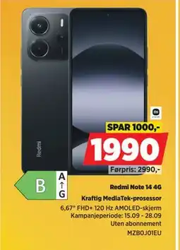 POWER Redmi Note 14 4G, NOK 1990 tilbud