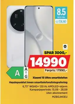 POWER Xiaomi 15 Ultra smarttelefon, NOK 14990 tilbud