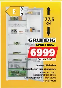 POWER Integrert kjøleskap, NOK 6999 tilbud