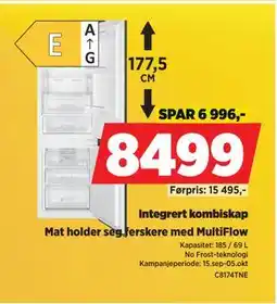 POWER Integrert kombiskap, NOK 8499 tilbud