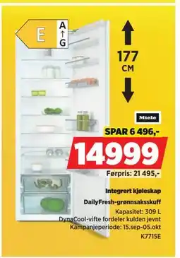 POWER Integrert kjøleskap, NOK 14999 tilbud