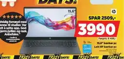 POWER 15,6 bærbar pc, NOK 3990 tilbud