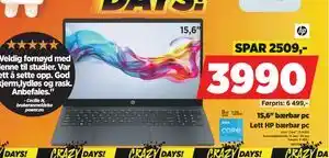POWER 15,6 bærbar pc, NOK 3990 tilbud