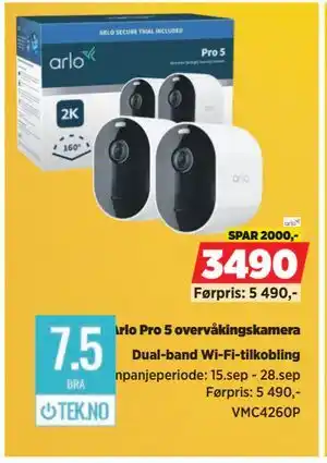 POWER Arlo Pro 5 overvåkingskamera, NOK 3490 tilbud