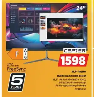 POWER 23,8-skjerm, NOK 1598 tilbud