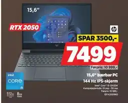 POWER 15,6 bærbar PC, NOK 7499 tilbud