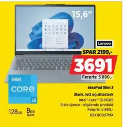 POWER IdeaPad Slim 3, NOK 3691 tilbud