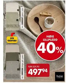 Sparkjøp HØIE ULLPLEDD, NOK 497.94 tilbud