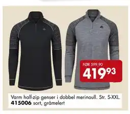 Sparkjøp Varm half-zip genser i dobbel merinoull, NOK 419.93 tilbud