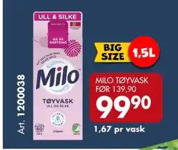 Sparkjøp MILO TØYVASK, NOK 99.9 tilbud