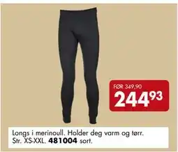 Sparkjøp Longs i merinoull. Holder deg varm og tørr, NOK 244.93 tilbud