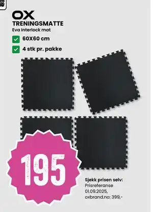 Sport Outlet TRENINGSMATTE, NOK 195 tilbud