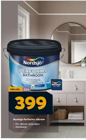 Megaflis Nordsjø Perform+ våtrom, NOK 399 tilbud