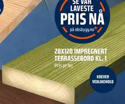 Coop Obs 28X120 IMPREGNERT TERRASSEBORD KL. 1 tilbud