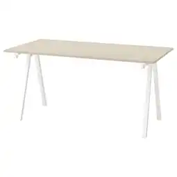 IKEA Trotten Skrivebord, beige/hvit, 160x80 cm tilbud