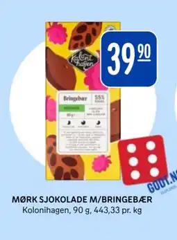 Rema 1000 KOLONIHAGEN Mørk sjokolade m/bringebær tilbud