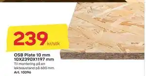Byggmax OSB Plate 10 mm 10X2390X1197 mm, NOK 239 tilbud
