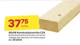 Byggmax 48x98 Konstruksjonsvirke C24, NOK 37.75 tilbud