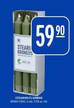 Rema 1000 STEARINLYS GRØNN, NOK 59.9 tilbud
