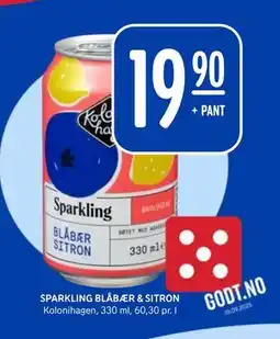 Rema 1000 SPARKLING BLÅBÆR & SITRON, NOK 19.9 tilbud