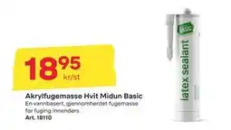 Byggmax Akrylfugemasse Hvit Midun Basic, NOK 18.95 tilbud