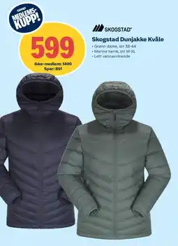 Obs Bygg SKOGSTAD Dunjakke kvåle tilbud