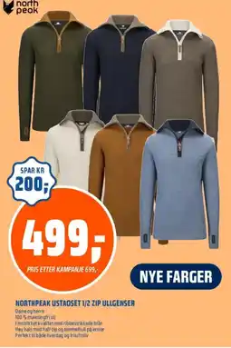 Obs Bygg Northpeak ustaoset 1/2 zip ullgenser tilbud