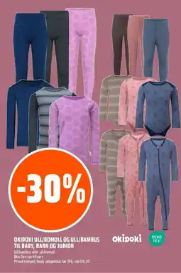 Obs Bygg OKIDOKI Ull/bomull og ull/bambus til baby, barn og junior tilbud