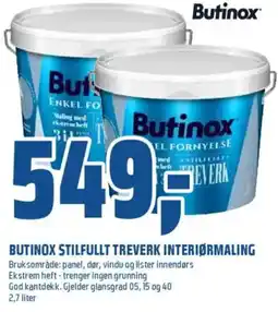 Obs Bygg BUTINOX Stilfullt treverk interiørmaling tilbud