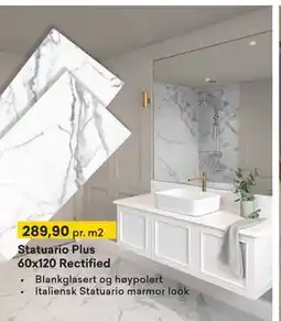 Right Price Tiles Statuario Plus 60x120 Rectified, NOK 289.9 tilbud