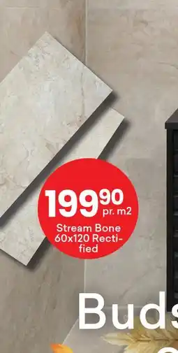 Right Price Tiles Stream Bone 60x120 Rectified, NOK 199.9 tilbud