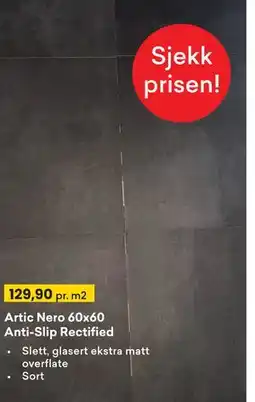 Right Price Tiles Artic Nero 60x60 Anti-Slip Rectified, NOK 129.9 tilbud