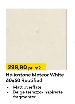 Heliostone Meteor White 60x60 Rectified, NOK 299.9