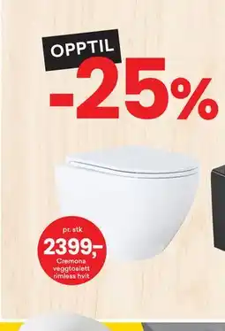 Right Price Tiles Cremona veggtoalett rimless hvit, NOK 2399 tilbud