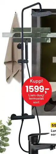 Right Price Tiles Liam dusj/ termostat sort, NOK 1599 tilbud