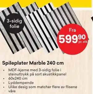 Right Price Tiles Spileplater Marble 240 cm tilbud