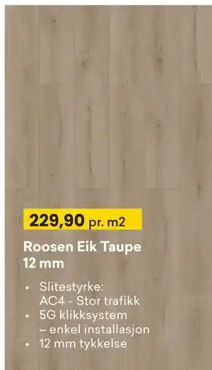 Right Price Tiles Roosen Eik Taupe 12 mm, NOK 229.9 tilbud