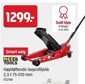 Jula Høytløftende lavprofiljekk 2,5 t 75-510 mm, NOK 1299 tilbud