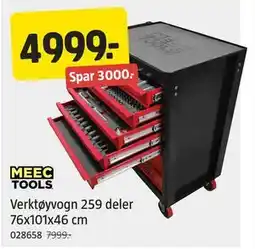Jula Verktøyvogn 259 deler 76x101x46 cm, NOK 4999 tilbud