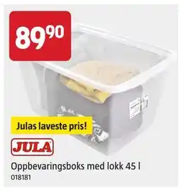 Jula Oppbevaringsboks med lokk 45 l, NOK 89.9 tilbud