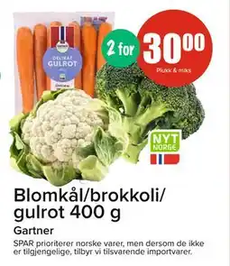 Spar Blomkål/brokkoli/ gulrot 400 g, NOK 30 tilbud