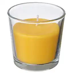 IKEA SvartoxbÄr Duftlys i glass, Mimosa/gul, 25 hr tilbud