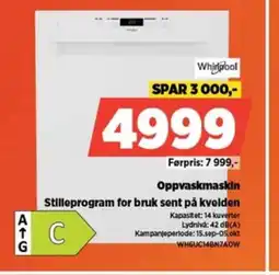 POWER Whirlpool Oppvaskmaskin Stilleprogram for bruk sent på kvelden tilbud