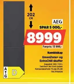 POWER AEG Kombiskap GreenZone+ og ExtraChill skuffer tilbud