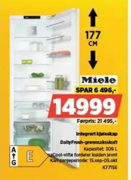 POWER Miele Integrert kjøleskap Daily Fresh-grønnsaksskuff tilbud